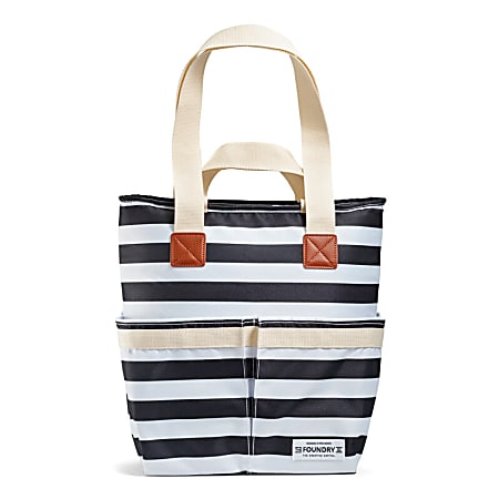Fit & Fresh Colton Cooler Tote Lunch Bag, 14”H x 5”W x 16”L, Black/White Stripe
