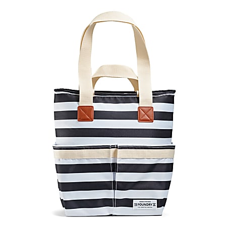 Fit &amp; Fresh Colton Cooler Tote Lunch Bag, 14&rdquo;H x 5&rdquo;W x 16&rdquo;L, Black/White Stripe