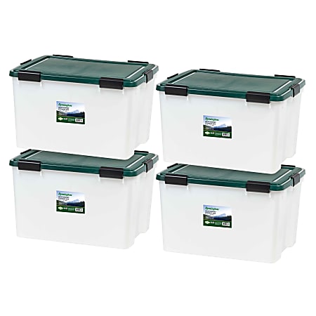 IRIS Remington&reg; Plastic Storage Bins with Sealed Lids, 74-Quart, Clear, Total Qty 4