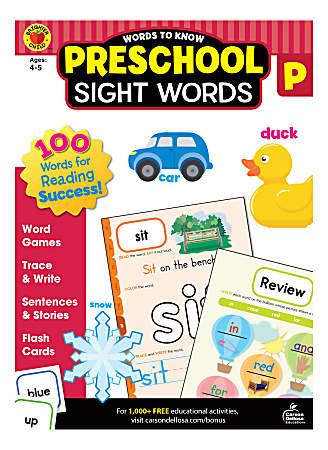 Brighter Child Words To Know Workbook, Sight Words, Preschool