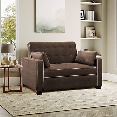 Serta Andrew Convertible Sofa Full Size 38 35 H x 66 12 W x 37 35 D Java Office Depot