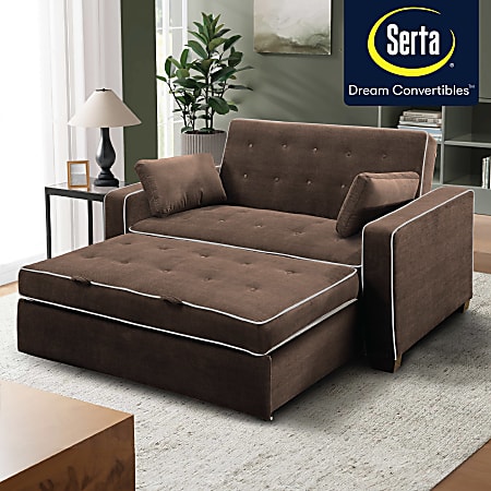 Lifestyle Solutions Serta Andrew Convertible Sofa Full Size 38 35 H x 66 12  W x 37 35 D Java - Office Depot