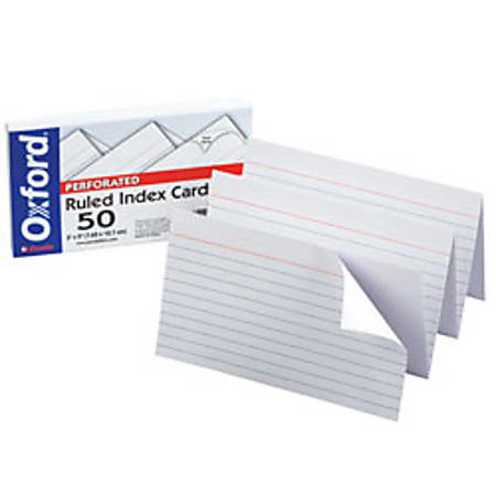 Oxford® Perforated Index Cards, Ruled, White, Pack Of 50