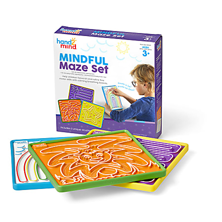 Hand2Mind Mindful Maze 3-Piece Set, Multicolor, Grades Pre-K To 6