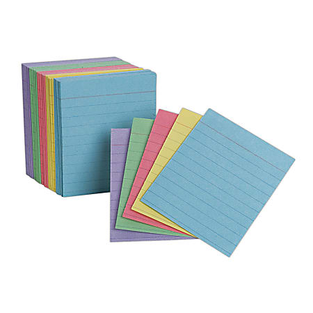 Oxford® Half-Size Index Cards, Ruled, 3" x 2 1/2", Assorted Colors, Pack Of 200