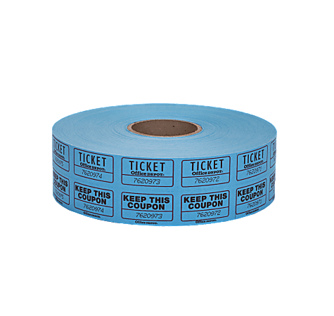 Office Depot® Brand Ticket Roll, Double Coupon, Roll Of 2,000 Tickets, Assorted (No Color Choice)