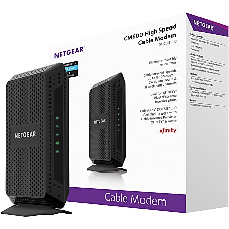 NETGEAR High Speed 960Mbps DOCSIS 3.0 24x8 Cable Modem (CM600-1AZNAS) - Thumbnail 2