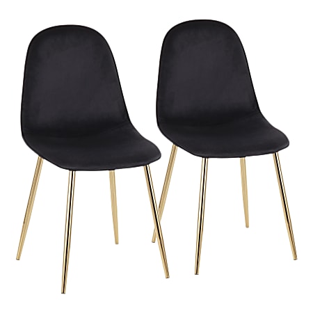 LumiSource Pebble Velvet Chairs, Black/Gold, Set Of 2 Chairs