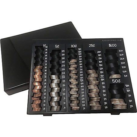 Nadex Coins Coin Handling Tray (Black) - 6 Coin Compartment(s) - Black