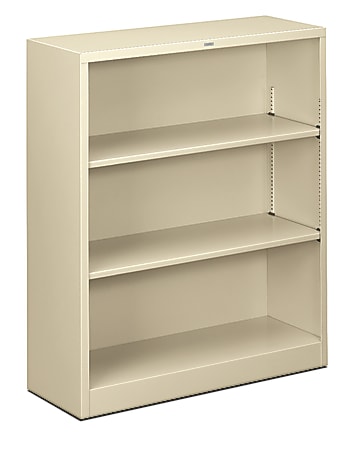 HON® Brigade® Steel Modular Shelving Bookcase, 3 Shelves, 41"H x 34-1/2"W x 12-5/8"D, Putty