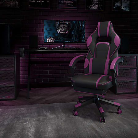 Flash Furniture X40 Gaming Chair With Fully Reclining Back And Arms, Black/Purple