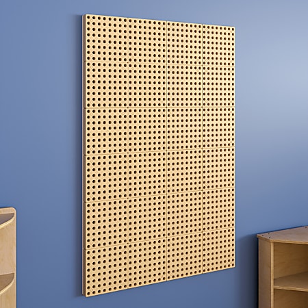 Flash Furniture Bright Beginnings Commercial Grade Multipurpose Modular STEAM Wall Peg System Panel, Natural