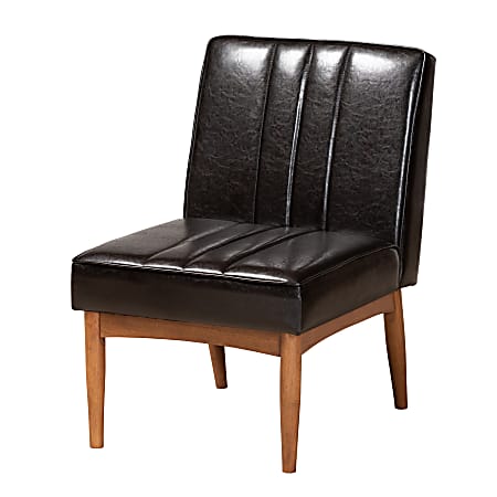 Baxton Studio Daymond Dining Chair, Dark Brown/Walnut Brown