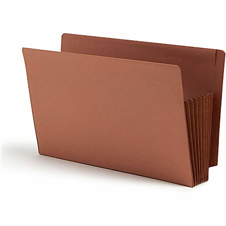 Smead® TUFF® Pocket File Pockets, End-Tab, Legal Size, 7" Expansion, 30% Recycled, Red, Box Of 5