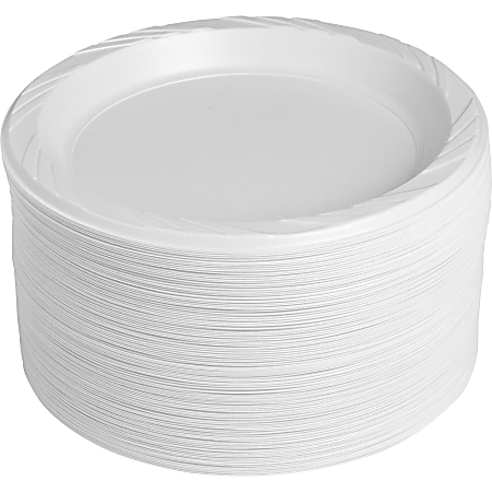 Genuine Joe Reusable/Disposable 9" Plastic Plates, White, Pack Of 125