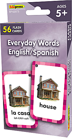 Teacher Created Resources Everyday Words English/Spanish Flash Cards, 5-1/8" x 3-1/8", 5th Grade, Pack Of 56 Flash Cards