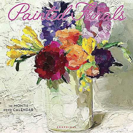 Graphique Floral Monthly Wall Calendar, 12" x 12", Paintings, January To December 2022