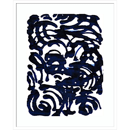 Amanti Art Indigo Swirls II by Jodi Fuchs Wood Framed Wall Art Print, 35”H x 28”W, White