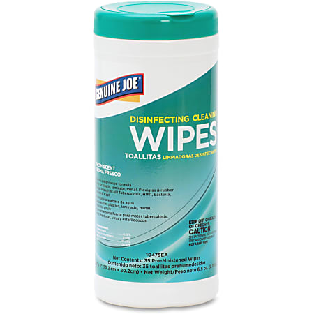 Genuine Joe Disinfecting Cleaning Wipes, Box Of 35