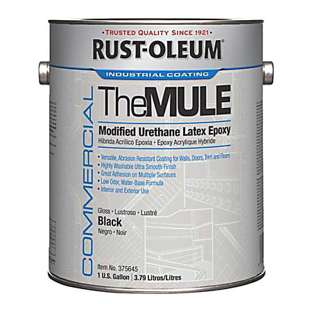 Rust-Oleum The MULE Modified Urethane Latex Epoxy Paint Cans, 1 Gallon, Black Gloss, Pack Of 2 Paint Cans