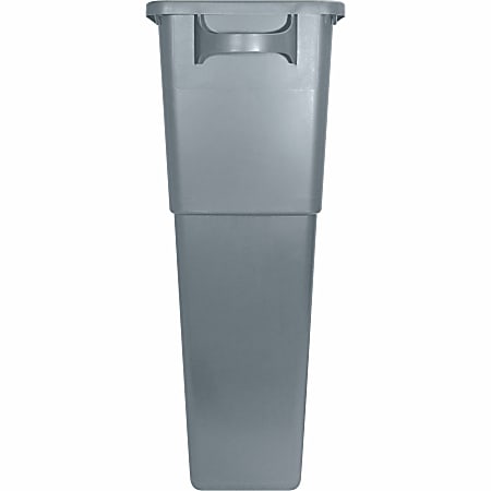 Genuine Joe Space-Saving Waste Container, 23 Gallons, 30" x 16 3/4" x 9 1/2", Gray