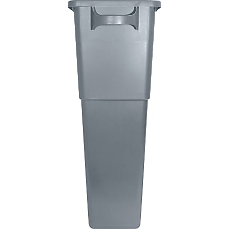 Genuine Joe Space-Saving Waste Container, 23 Gallons, 30" x 16 3/4" x 9 1/2", Gray