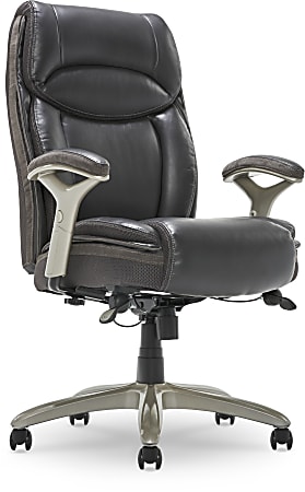 Serta® Smart Layers™ Jennings Big & Tall Ergonomic Bonded Leather High-Back Executive Chair, Dark Gray/Silver