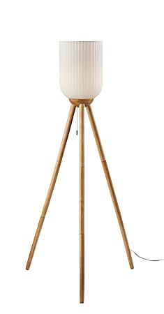 Adesso Kinsley Floor Lamp, 57-1/2”H, Frosted Ribbed Glass Shade/Natural Base