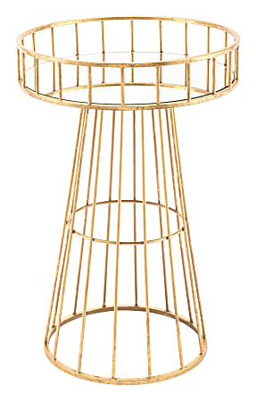 Zuo Modern Metal Table, Small, Round, Gold