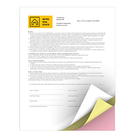 Xerox® Revolution™ Premium Digital Carbonless Laser Paper, White/Canary/Pink, Letter (8 1/2" x 11"), 20 Lb, 92 Brightness, 1670 Total, 167 Sets/Ream