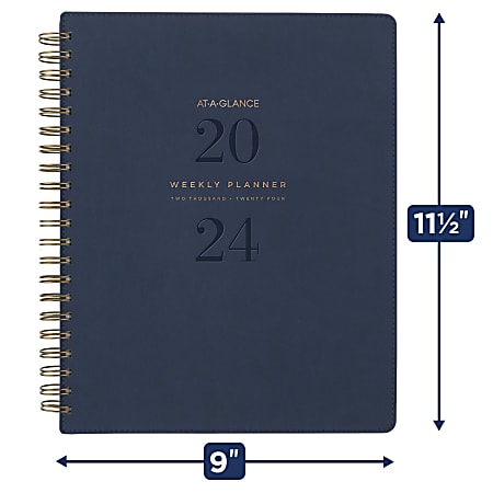 2024-2025 AT-A-GLANCE® Signature Collection 13-Month Weekly/Monthly Planner, 8-1/2" x 11", Navy, January 2024 To January 2025, YP90520