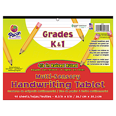 Pacon® Multi-Sensory Handwriting Tablet Pad, 10 1/2" x 8", 16 Lb, White