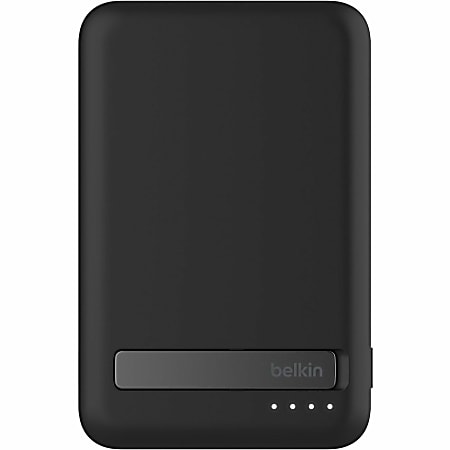 Belkin 15W Wireless Magnetic Power Bank w/ Stand, Qi2 - 5K mAh - 1xUSB-C - Portable Charger - w/ USB-C to USB-C Cable - Black - 5000 mAh - Black