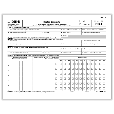 ComplyRight™ 1095-B Tax Forms, IRS Copy of Health Coverage, Laser, 8-1/2" x 11", Pack Of 100 Forms