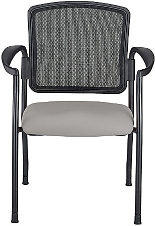 WorkPro® Spectrum Series Mesh/Vinyl Stacking Guest Chair With Antimicrobial Protection, With Arms, Gray, Set Of 2 Chairs, BIFMA Compliant