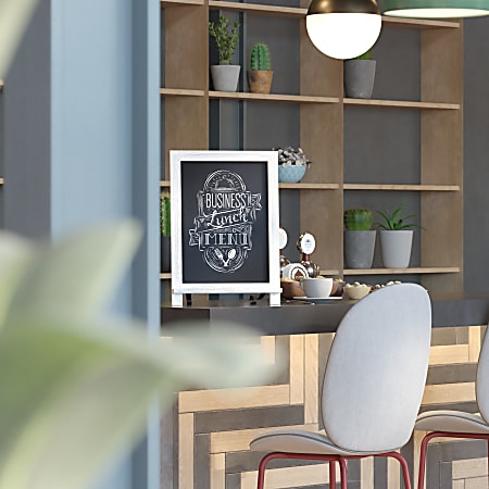 Flash Furniture Canterbury Tabletop Magnetic Chalkboard Signs, 17"H x 12"W x 1-7/8"D, White Wash Wood Frame, Pack Of 10 Signs -10HFKHDIS522315
