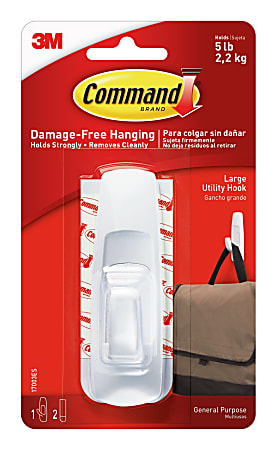 Command Large Hooks, 1 Hook, 2 White Adhesive Strips, Damage Free Hanging Picture Hangers, No Tools Wall Hanging Strips For Living Spaces