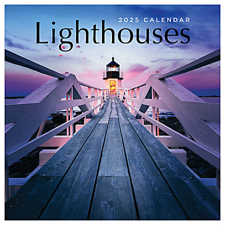 2025 TF Publishing Scenic Wall Calendar, 12" x 12", Lighthouses, January To December