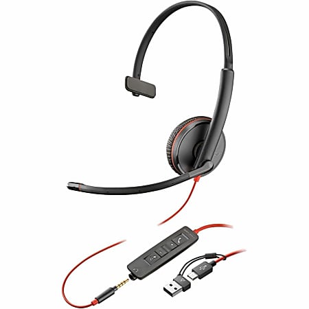 Poly Blackwire 3215 Monaural USB-C Headset + 3.5mm Plug + USB-C/A Adapter (Bulk) - Microsoft Teams Certification - 8X227A6