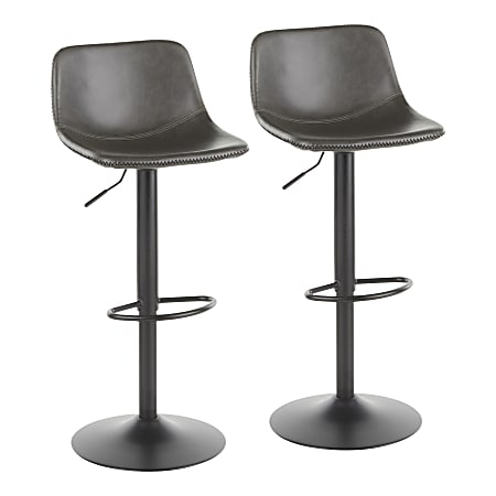 LumiSource Duke Adjustable Industrial Bar Stools With Backs, Gray, Set Of 2 Stools