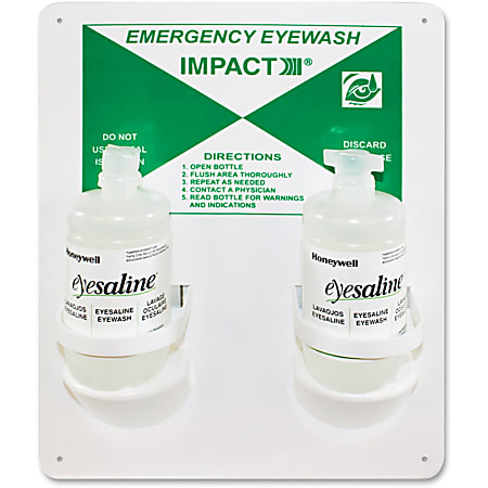 Impact Products Double Eyewash Station - 16 oz - 13" x 4" - White, Green