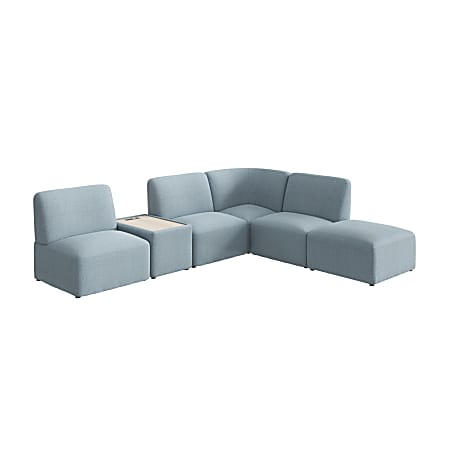 Bush Business Furniture Assemble Modular 5 Seater L Shaped Sectional with Charging Station, Mist Fabric, Standard Delivery