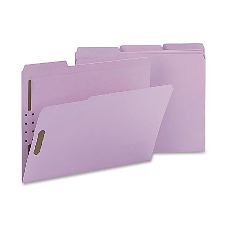 Smead® Color Top-Tab Fastener File Folders, Letter Size, Lavender, Box Of 50