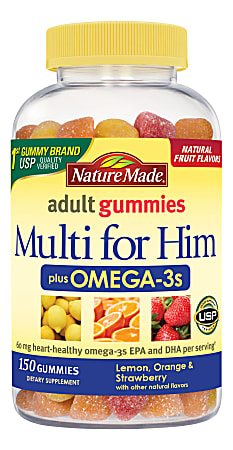 Nature Made Multi + Omega-3 Adult Gummies, For Him, Pack Of 150 Gummies