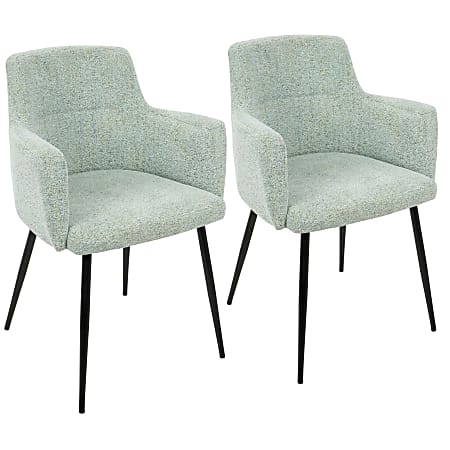 LumiSource Andrew Chairs, Black/Seafoam Green, Set Of 2 Chairs