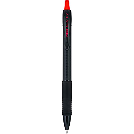 Pilot G2 Edge Gel Pen, Fine Point, 0.7mm, Black Barrel, Red Ink, Single Pen