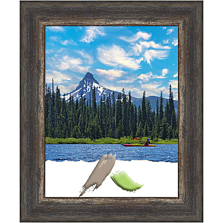 Amanti Art Picture Frame, 14" x 17", Matted For 11" x 14", Bark Rustic Char Narrow
