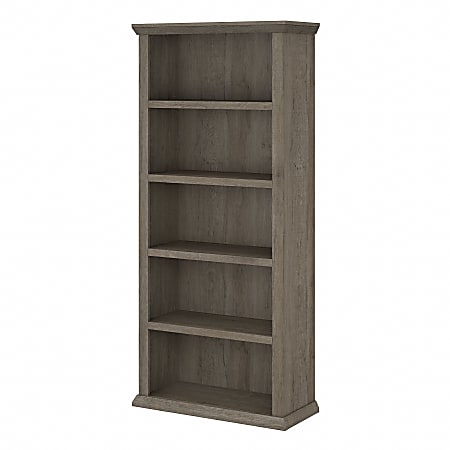 Bush Business Furniture Yorktown 30"H 5-Shelf Bookcase, Restored Gray, Standard Delivery