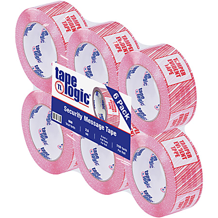 Tape Logic® Tamper Evident Security Tape, 2" x 110 Yd., Red/White, Case Of 6 Rolls