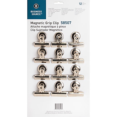 Sparco Bulldog Magnetic Clips Size 2 2 14 Wide 12 Capacity Silver Box Of 12 Office Depot